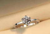 6-Prongs Wedding Ring Solid Silver CZ Engagement Jewelry