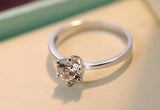 6-Prongs Wedding Ring Solid Silver CZ Engagement Jewelry
