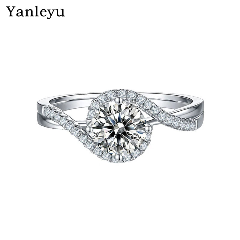Twist Shank Open Ring Tibetan Silver CZ Wedding Engagement Jewelry