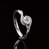 Twist Shank Open Ring Tibetan Silver CZ Wedding Engagement Jewelry