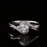 Twist Shank Open Ring Tibetan Silver CZ Wedding Engagement Jewelry