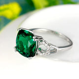 Emrald Wedding Rings 925 Silver Square Green Gemstone Engagement Jewelry