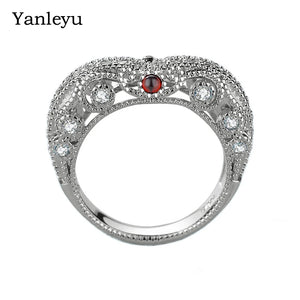 Baroque Vintage Ruby Heart Ring 925 Silver PR271