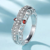Baroque Vintage Ruby Heart Ring 925 Silver PR271