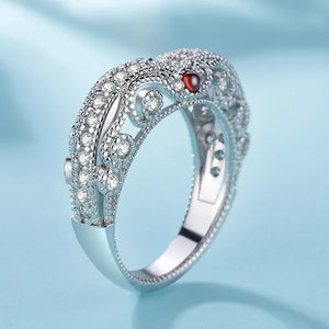 Baroque Vintage Ruby Heart Ring 925 Silver PR271