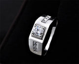 Men's 925 Silver CZ Wedding Ring Engagement Jewelry