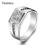 Men's 925 Silver CZ Wedding Ring Engagement Jewelry