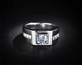 Men's 925 Silver CZ Wedding Ring Engagement Jewelry