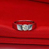 Men's Silver Promise Band Ring with AAAAA Zircon CZ