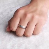 Men's Silver Promise Band Ring with AAAAA Zircon CZ