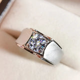 Men's 2ct Round 5A CZ Ring 925 Silver Engagement Party Gift R019