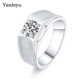 Men's 2ct Round 5A CZ Ring 925 Silver Engagement Party Gift R019