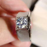 Men's 2ct Round 5A CZ Ring 925 Silver Engagement Party Gift R019