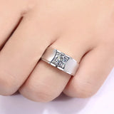 Men's 2ct Round 5A CZ Ring 925 Silver Engagement Party Gift R019