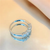 CZ Thin Finger Rings Set of 5 Tibetan Silver Stylish Women Accessories