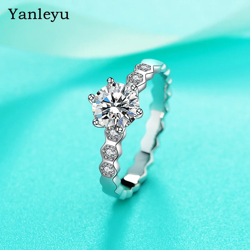 925 Silver Classic Clear 1CT CZ Finger Rings For Women Wedding Statement