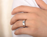 925 Silver CZ Engaggement Ring 5mm Round Men Women Gift