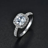 Princess CZ Pillow Ring 925 Silver Wedding Jewelry