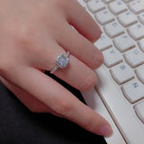 Princess CZ Pillow Ring 925 Silver Wedding Jewelry