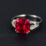Ruby Red CZ Engagement Ring 925 Silver Wedding Bands
