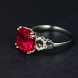 Ruby Red CZ Engagement Ring 925 Silver Wedding Bands