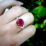 Ruby Red CZ Engagement Ring 925 Silver Wedding Bands