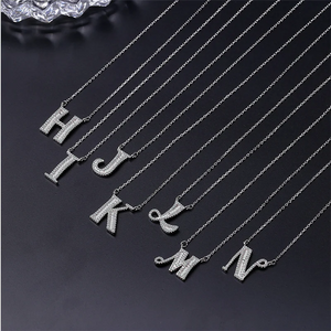 925 Silver Women Girls Name Necklace 26 Letters CZ Pendants PN066