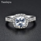 Women's Square Cut CZ Zirconia Silver Wedding Ring Party Jewelry