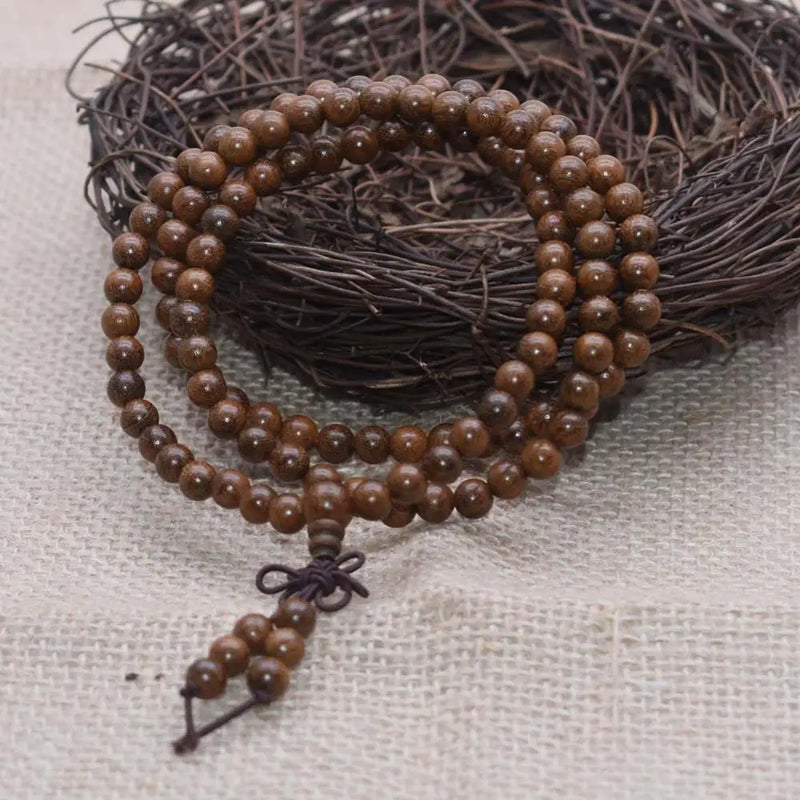 Yanqi 6-20mm Wood Sandalwood Prayer Beads Elastic Bracelet Men Jewelry