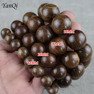 Yanqi 6-20mm Wood Sandalwood Prayer Beads Elastic Bracelet Men Jewelry