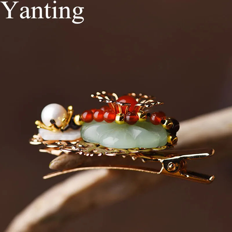 Yanting Ethnic Flower Hair Clip Freshwater Pearl Decoration Hairgrips