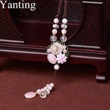Natural Powder Crystal Pendant Necklace For Women - Ethnic Sweater Chain