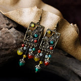 Flower Ethnic Statement Earrings Natural Stone Boho Earring Brincos