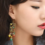 Flower Ethnic Statement Earrings Natural Stone Boho Earring Brincos