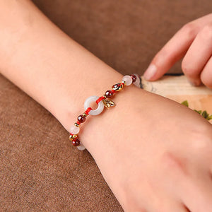 Natural Stone Garnet Women Girls Bracelet Adjustable Size Ethnic Bracelet