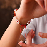 Natural Stone Garnet Women Girls Bracelet Adjustable Size Ethnic Bracelet