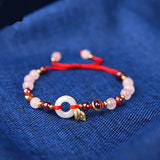 Natural Stone Garnet Women Girls Bracelet Adjustable Size Ethnic Bracelet