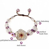 Chalcedony Beads Bracelet for Women Natural Stone Ethnic Boho Gift