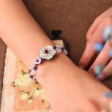 Chalcedony Beads Bracelet for Women Natural Stone Ethnic Boho Gift