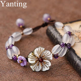 Chalcedony Beads Bracelet for Women Natural Stone Ethnic Boho Gift