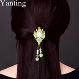 Yanting Glass Glazed Flower Hair Claw Ethnic Hairpin Clip Gift For Women