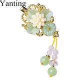 Yanting Glass Glazed Flower Hair Claw Ethnic Hairpin Clip Gift For Women