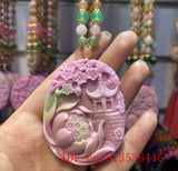 Yanyuan Agate Jade Flower Fox Pendant Necklace