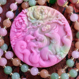 Yanyuan Agate Jade Flower Fox Pendant Necklace