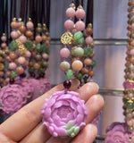 Yanyuan Agate Jade Flower Fox Pendant Necklace