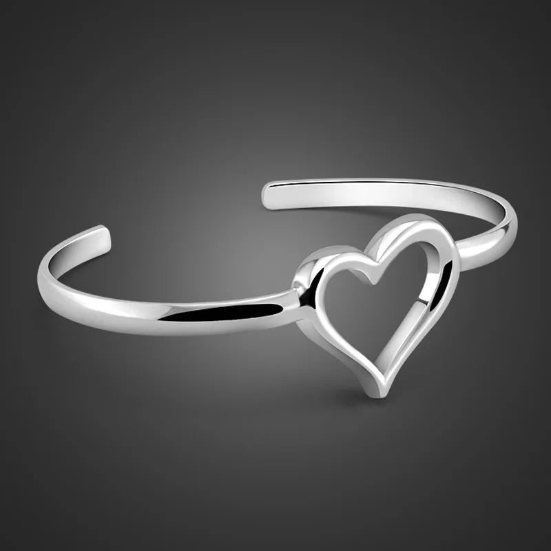 925 Sterling Silver Lady Delicate Hollow Bracelet Jewelry Silver Love