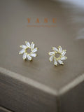 Yasu 925 Sterling Silver Crystal Sun Flower Stud Earrings For Women