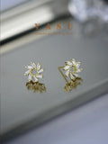 Yasu 925 Sterling Silver Crystal Sun Flower Stud Earrings For Women