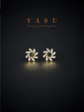 Yasu 925 Sterling Silver Crystal Sun Flower Stud Earrings For Women