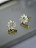 Yasu 925 Sterling Silver Crystal Sun Flower Stud Earrings For Women